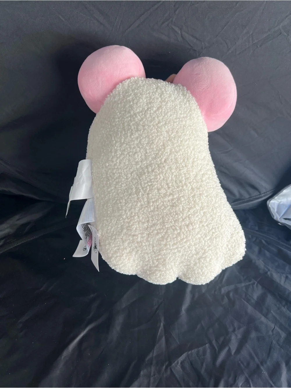 Cream & Pink Plush Holiday Pillow with Bow Accent